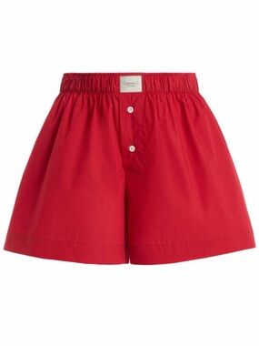 Comme Si Red Cotton Elastic-Waist Shorts